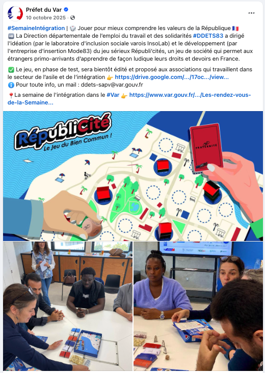 Prefet du Var jeu republicité RESINE